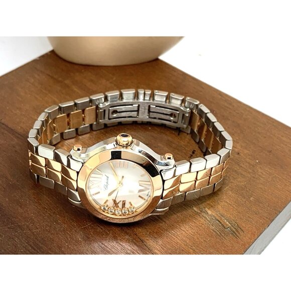 Chopard Happy Sport Women's Watch Diamond 278509-6004 Swiss Quartz Two Tone 30mm - Picture 8 of 15